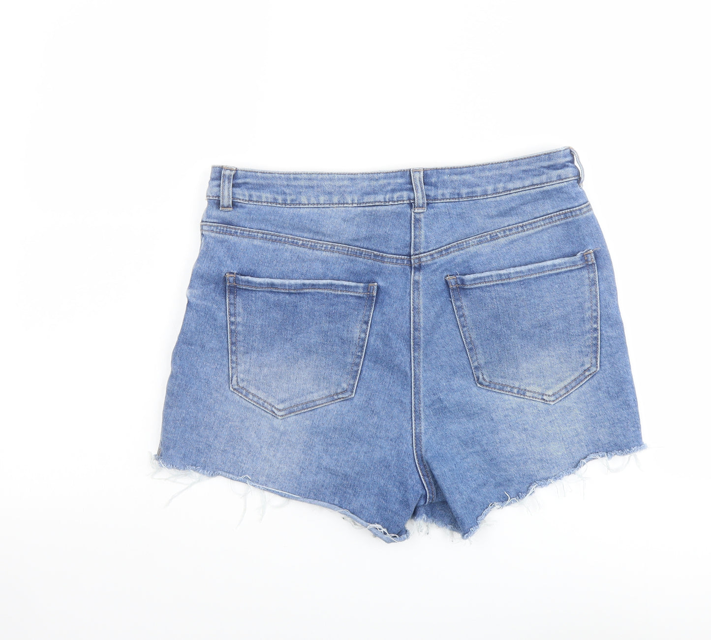 NEXT Womens Blue Cotton Cut-Off Shorts Size 12 L4 in Regular Button