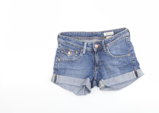 H&M Womens Blue Cotton Hot Pants Shorts Size 6 L3 in Regular Button