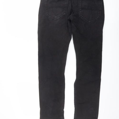 Marks and Spencer Mens Black Cotton Straight Jeans Size 30 in L29 in Slim Button