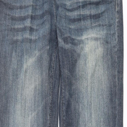 NEXT Womens Blue Cotton Bootcut Jeans Size 12 L33 in Regular Button