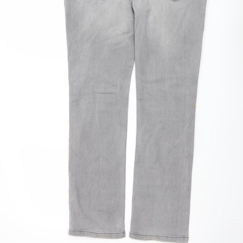 House Of Denim Womens Grey Cotton Straight Jeans Size 16 L29 in Regular Button