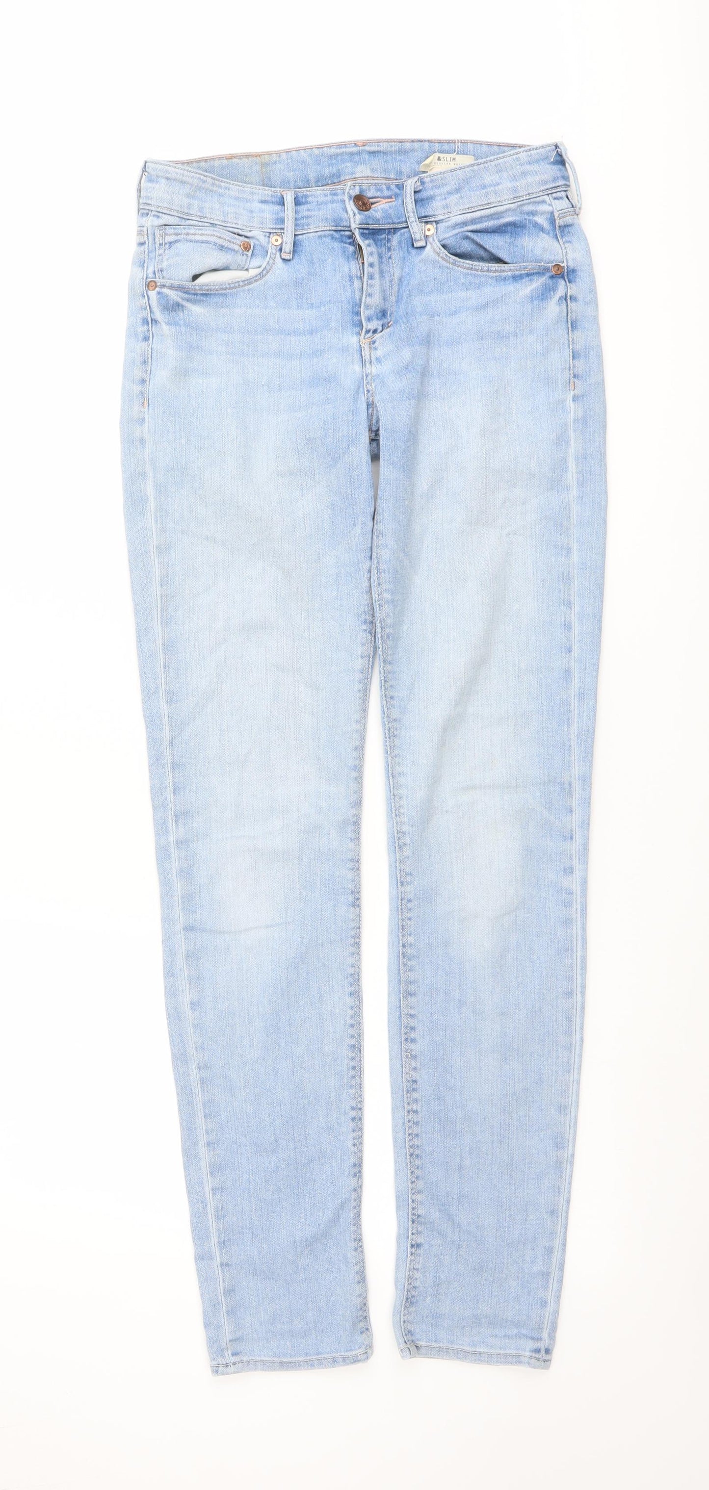 H&M Womens Blue Cotton Skinny Jeans Size 26 in L32 in Regular Button