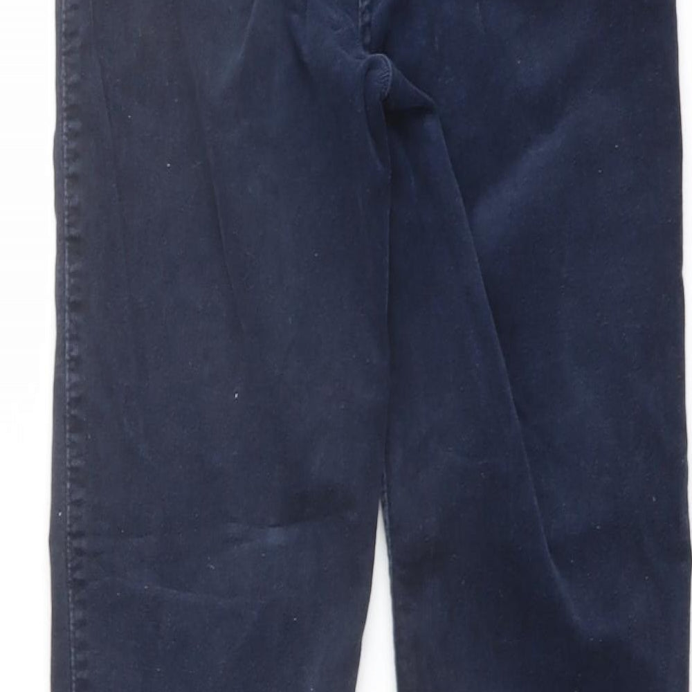 Marks and Spencer Womens Blue Cotton Trousers Size 6 L30 in Regular Button