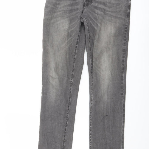 F&F Mens Grey Cotton Straight Jeans Size 30 in L32 in Slim Button