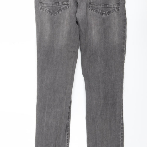 F&F Mens Grey Cotton Straight Jeans Size 30 in L32 in Slim Button