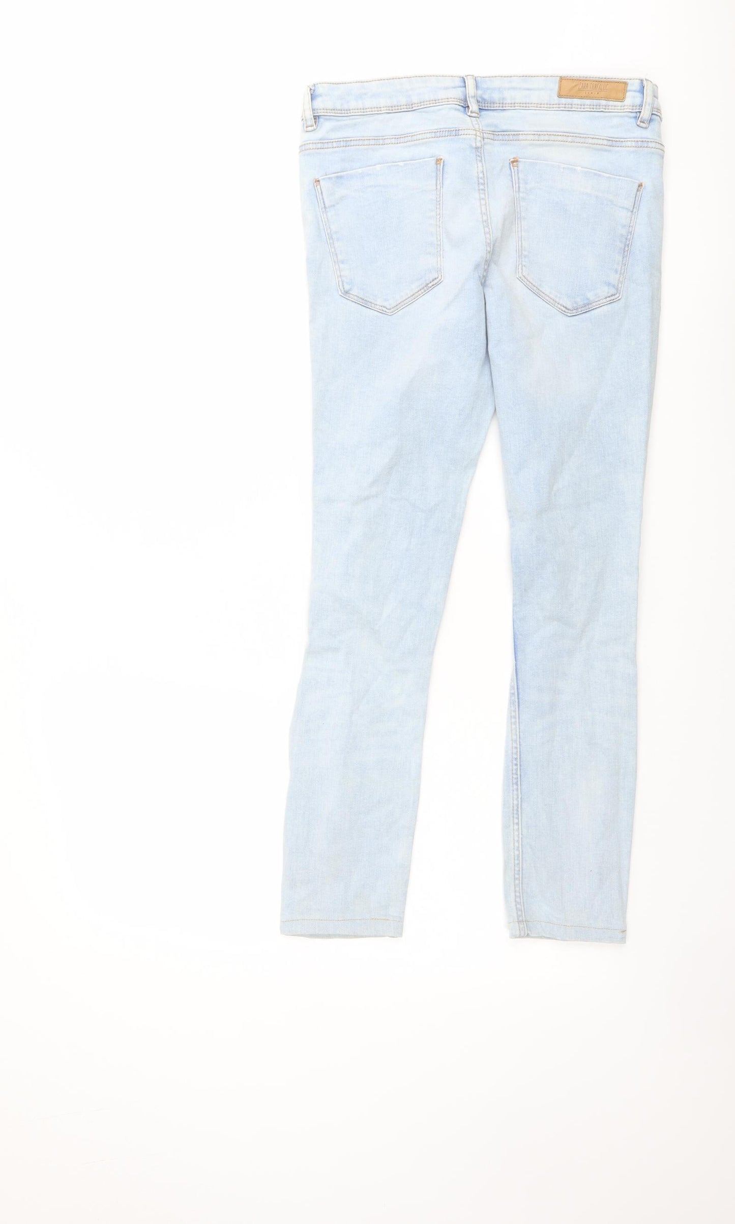 Zara Womens Blue Cotton Skinny Jeans Size 12 L24 in Regular Button