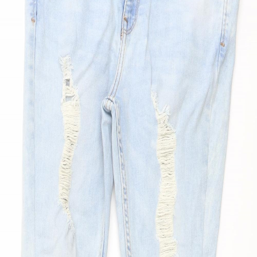Zara Womens Blue Cotton Skinny Jeans Size 12 L24 in Regular Button