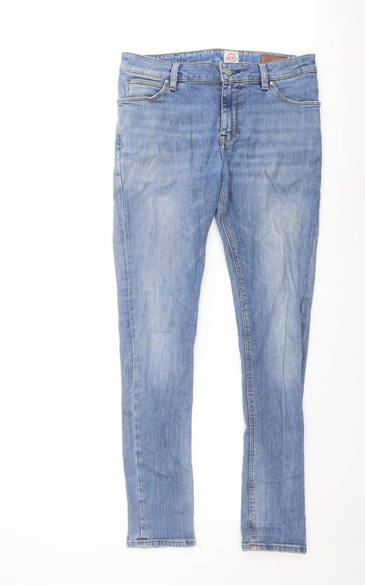 ASOS Mens Blue Cotton Skinny Jeans Size 30 in L30 in Regular Button