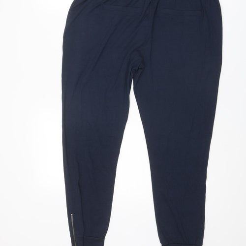 Hush Womens Blue Cotton Jogger Trousers Size M L28 in Regular Drawstring