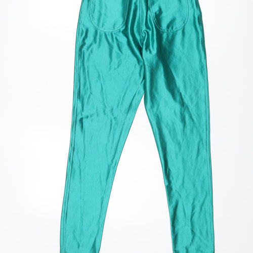 NaaNaa Womens Green Polyester Trousers Size 10 L28 in Regular Zip - Shiny