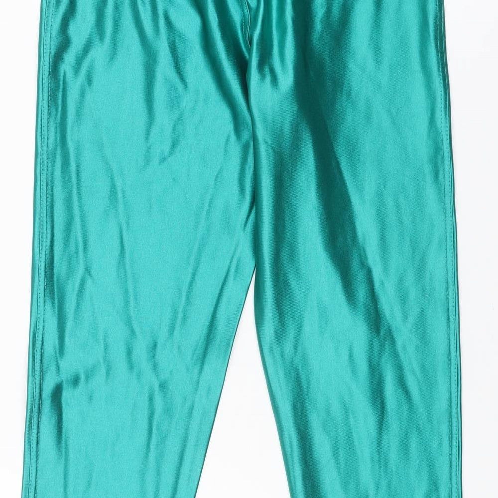 NaaNaa Womens Green Polyester Trousers Size 10 L28 in Regular Zip - Shiny