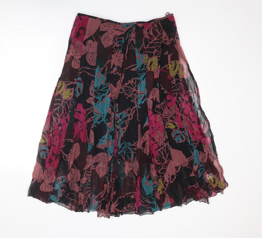 Stills Womens Multicoloured Geometric Silk Swing Skirt Size 14 Zip