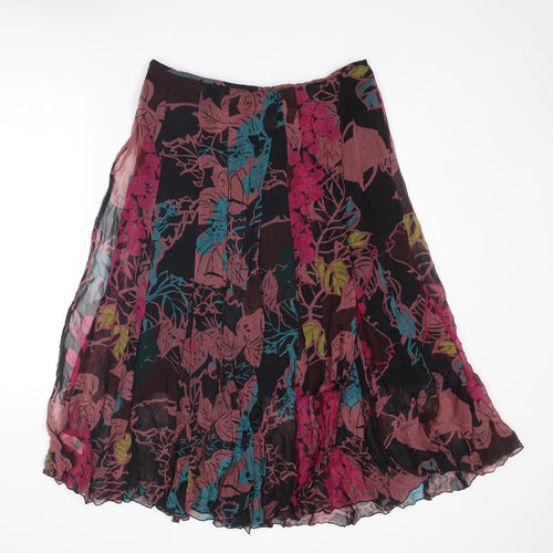 Stills Womens Multicoloured Geometric Silk Swing Skirt Size 14 Zip