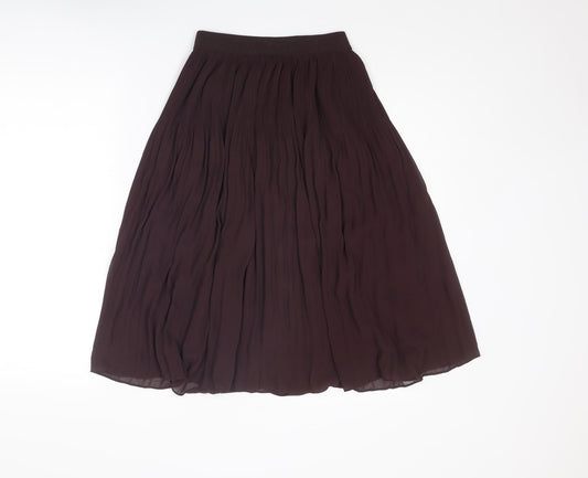 H&M Womens Brown Polyester Pleated Skirt Size 6