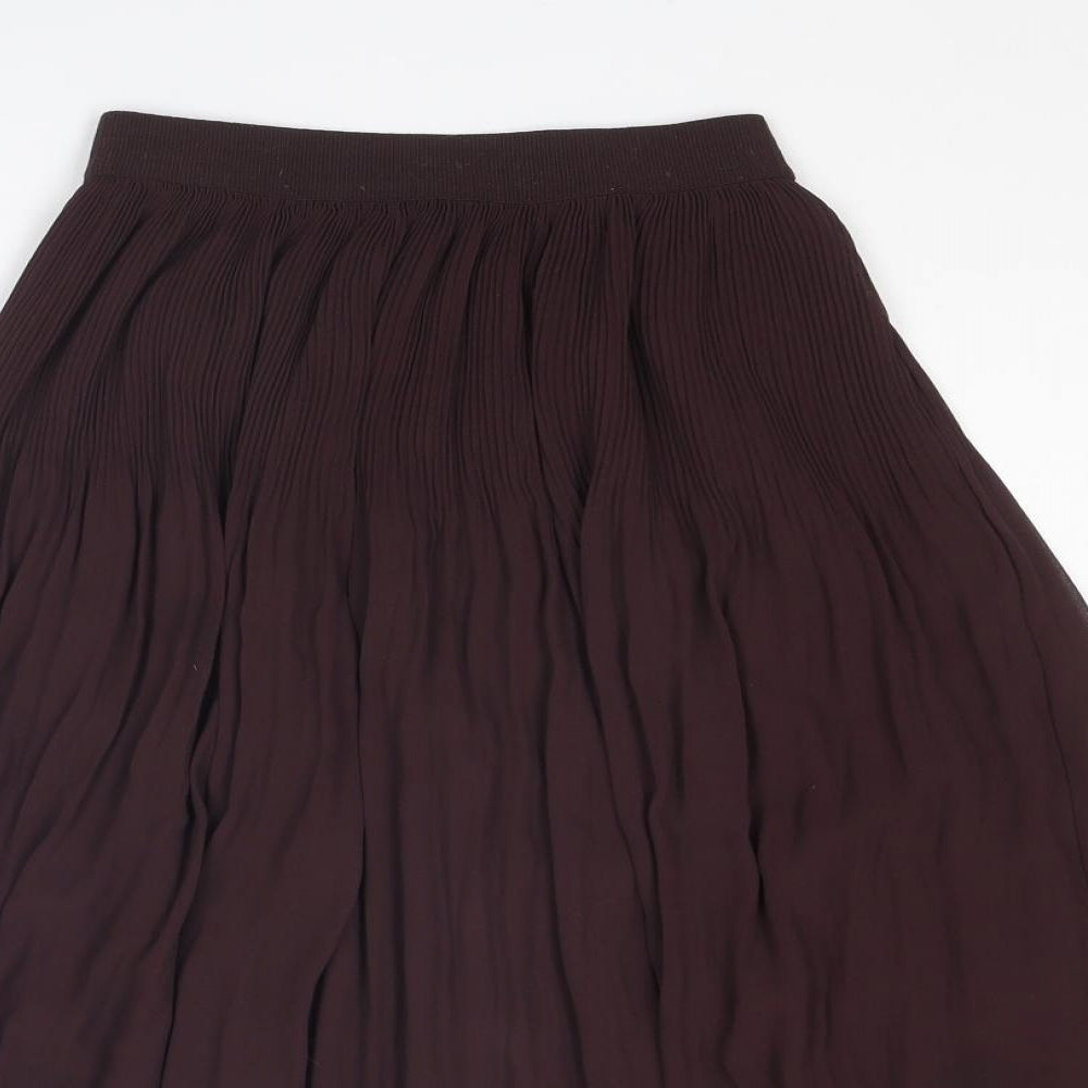 H&M Womens Brown Polyester Pleated Skirt Size 6