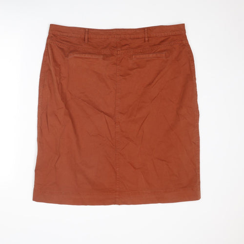 Marks and Spencer Womens Brown Cotton A-Line Skirt Size 20 Button