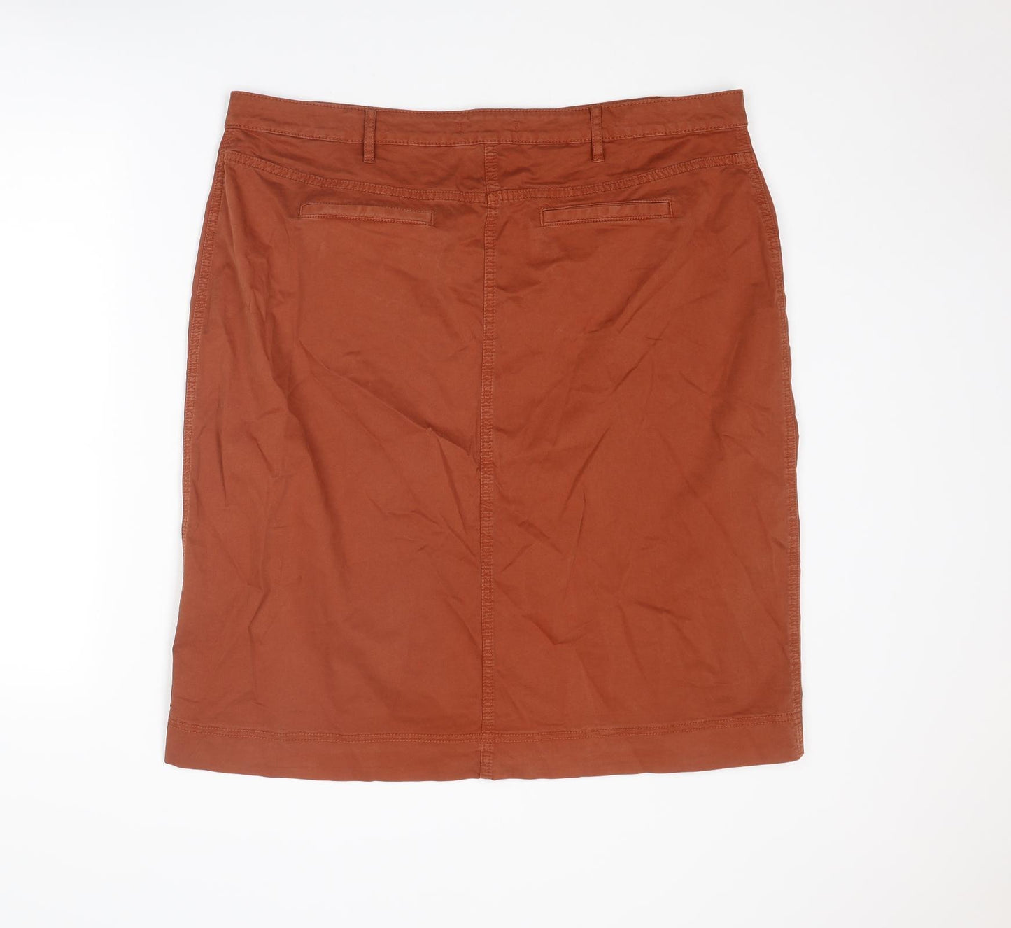 Marks and Spencer Womens Brown Cotton A-Line Skirt Size 20 Button