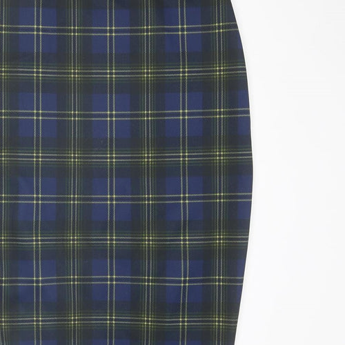 Missguided Womens Blue Plaid Polyester Bandage Skirt Size 12