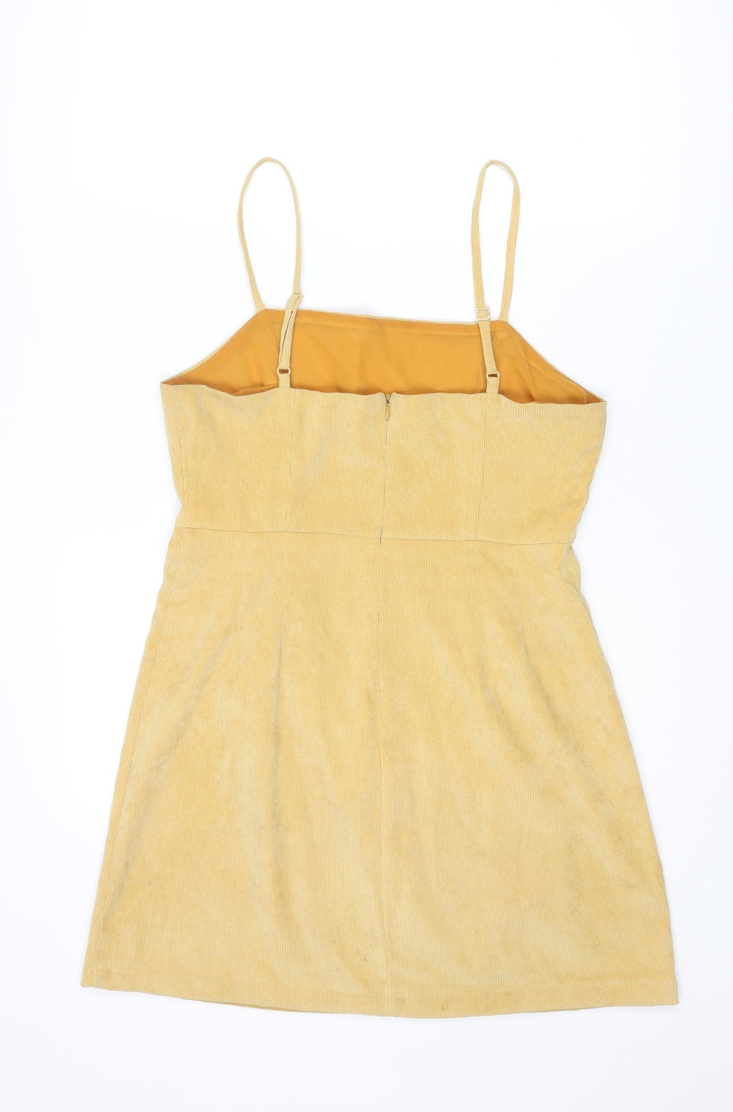 Cooperative Womens Yellow Polyester Slip Dress Size M Scoop Neck Zip