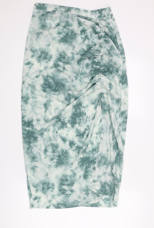 Missguided Womens Green Geometric Polyester Straight & Pencil Skirt Size 8 Zip - Tie dye effect