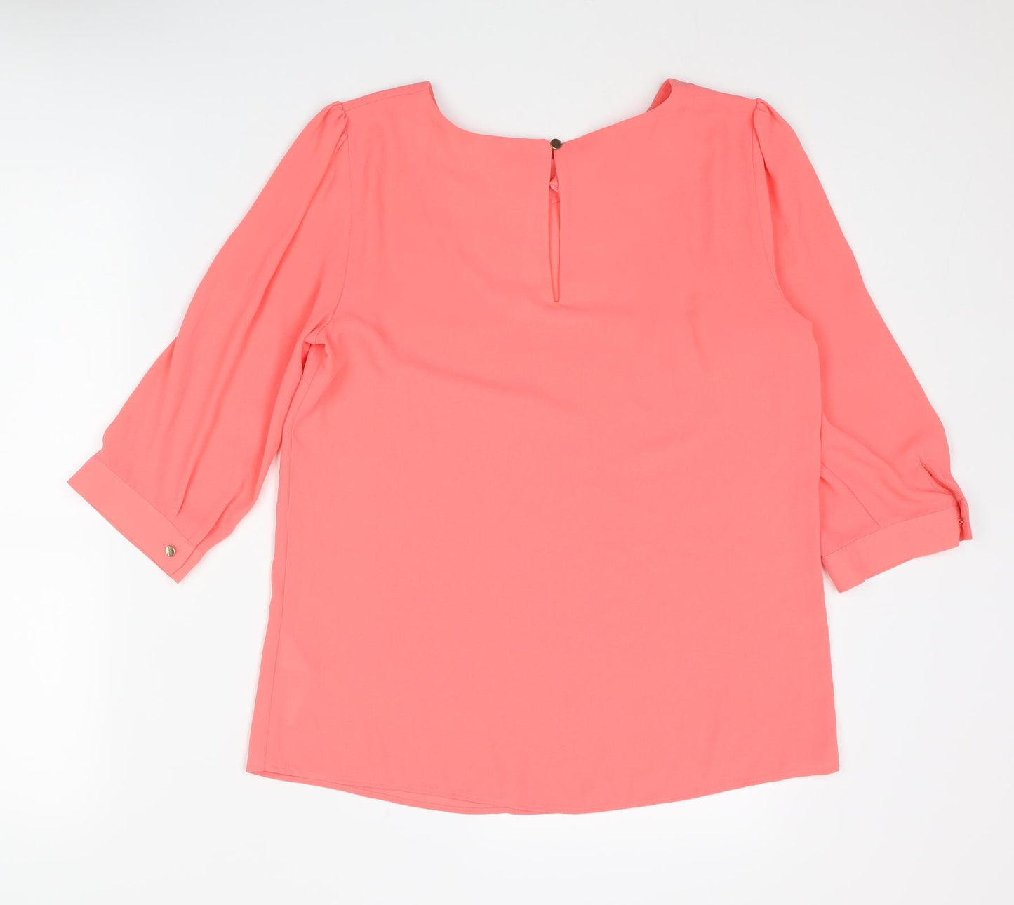 Oasis Womens Pink Polyester Basic Blouse Size 10 Round Neck