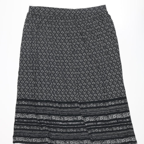 Marks and Spencer Womens Black Geometric Viscose Peasant Skirt Size 18