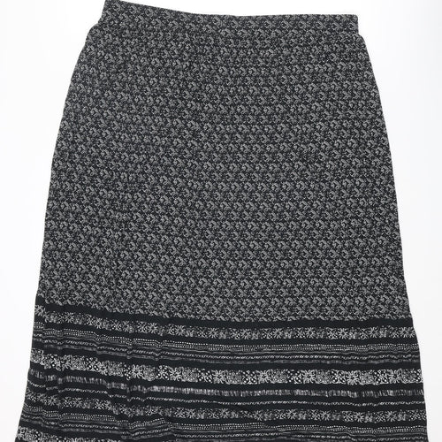 Marks and Spencer Womens Black Geometric Viscose Peasant Skirt Size 18