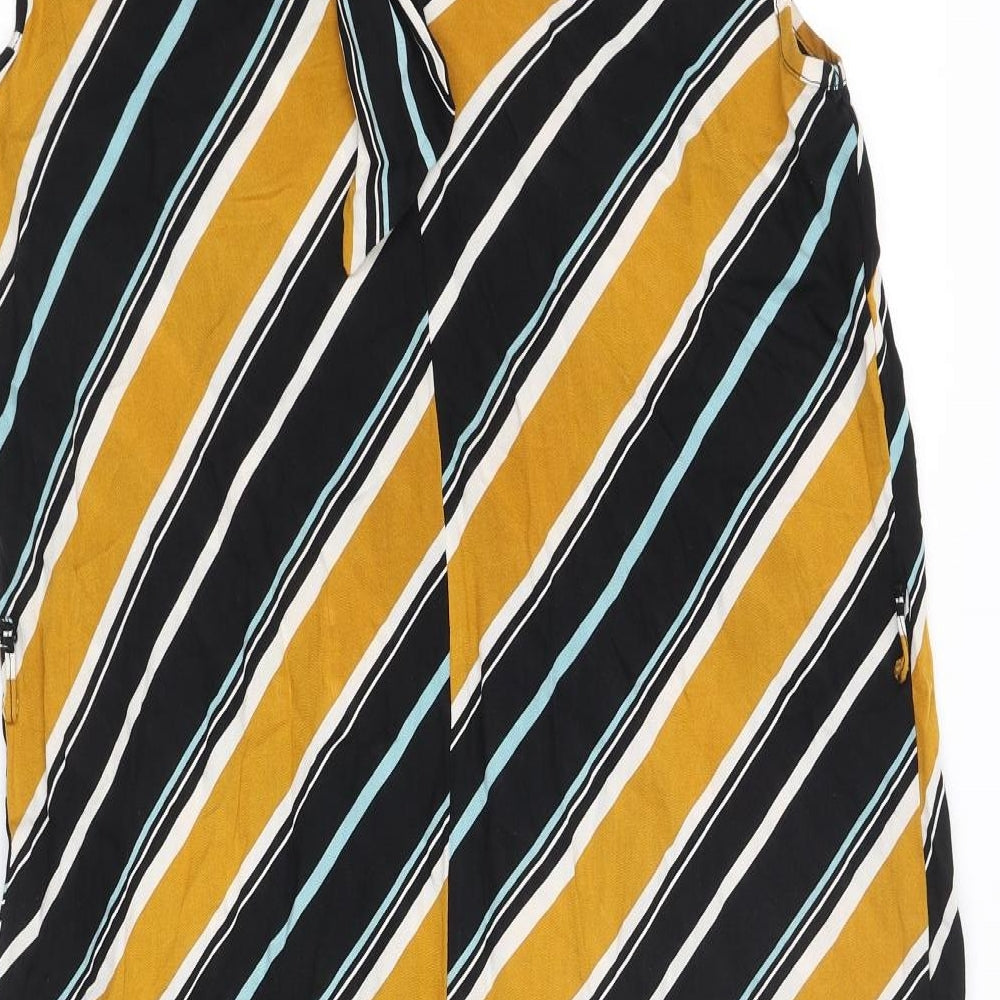 Dorothy Perkins Womens Multicoloured Striped Viscose Shift Size 10 Mock Neck Tie