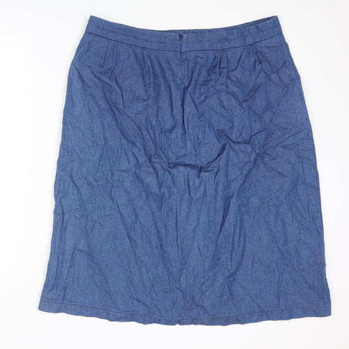 TU Womens Blue Cotton A-Line Skirt Size 16 Zip