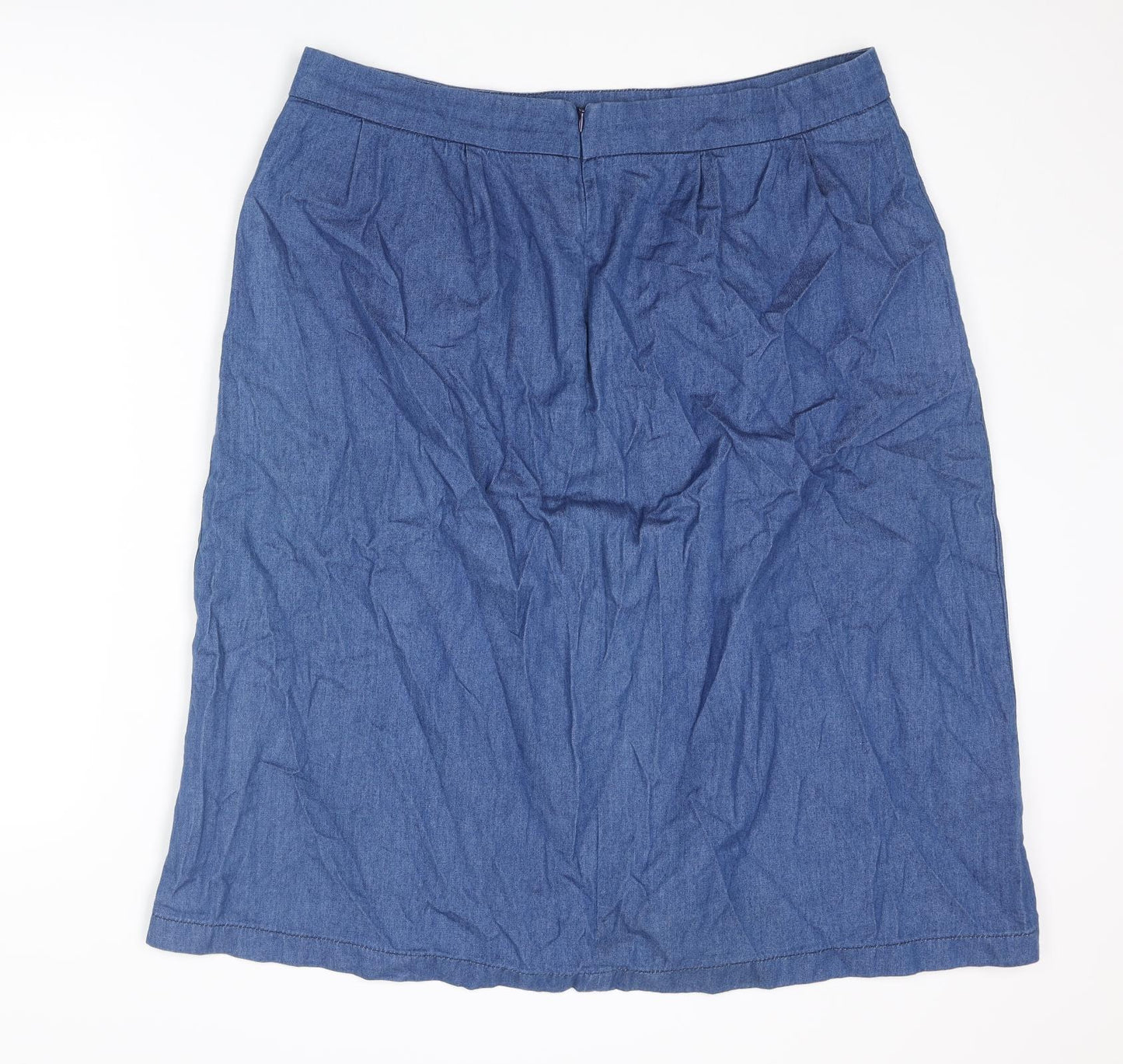 TU Womens Blue Cotton A-Line Skirt Size 16 Zip