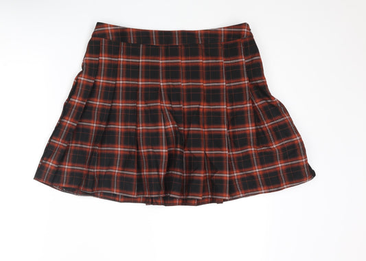 New Look Womens Multicoloured Plaid Polyester Pleated Skirt Size 14 Zip