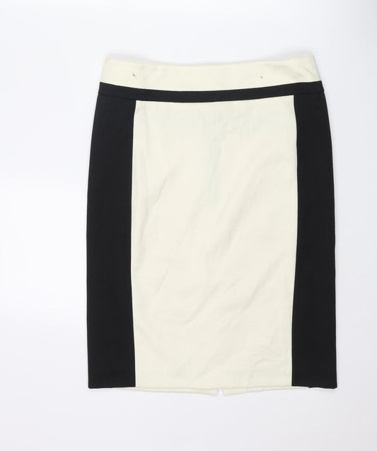 NEXT Womens Ivory Polyester Straight & Pencil Skirt Size 10 Zip - Colourblock
