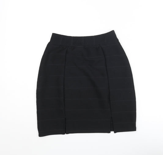 Miss Selfridge Womens Black Striped Polyester Bandage Skirt Size 6