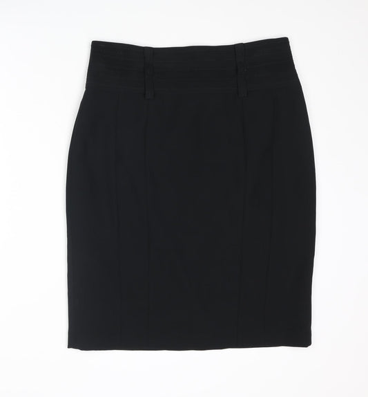 NEXT Womens Black Polyester A-Line Skirt Size 14 Zip