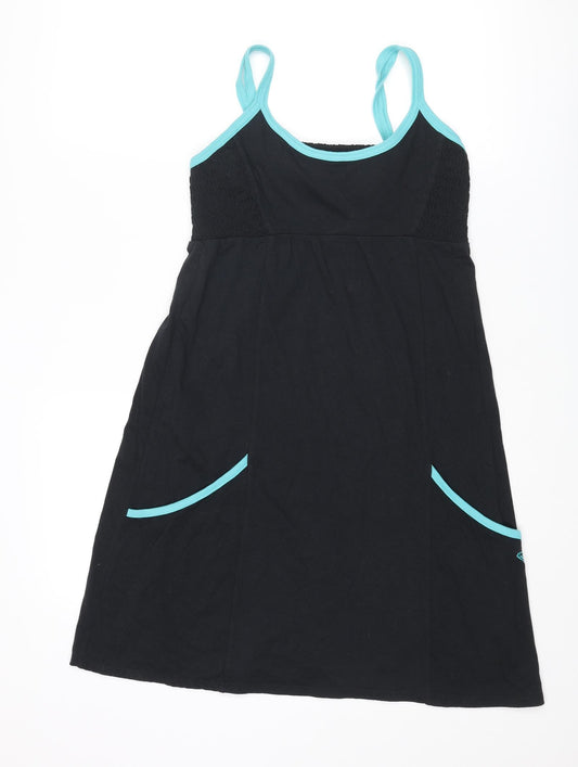 ROXY Womens Black Cotton Slip Dress Size S Scoop Neck Pullover - Contrasting Trim