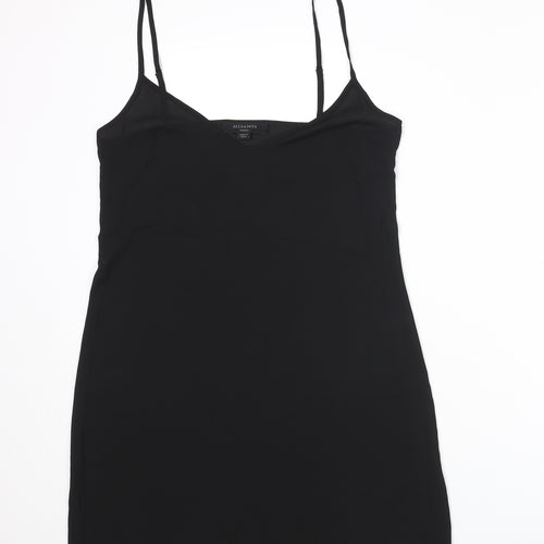 AllSaints Womens Black Polyester Slip Dress Size S V-Neck Pullover