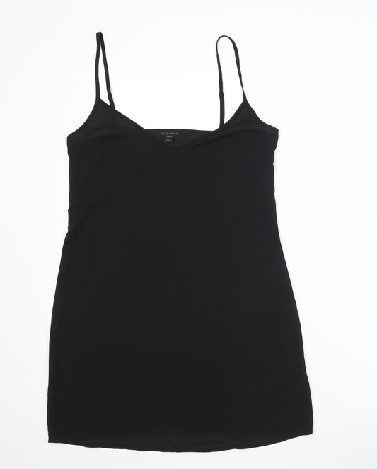 AllSaints Womens Black Polyester Slip Dress Size S V-Neck Pullover