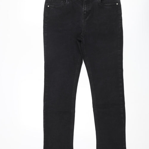 George Womens Black Cotton Straight Jeans Size 12 L30 in Regular Zip
