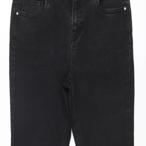 George Womens Black Cotton Straight Jeans Size 12 L30 in Regular Zip
