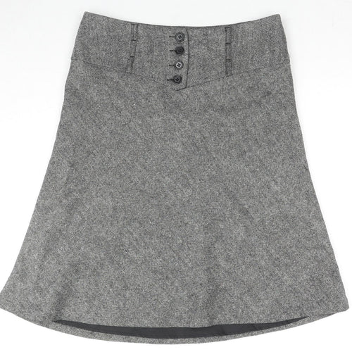H&M Womens Black Wool A-Line Skirt Size 10 Zip