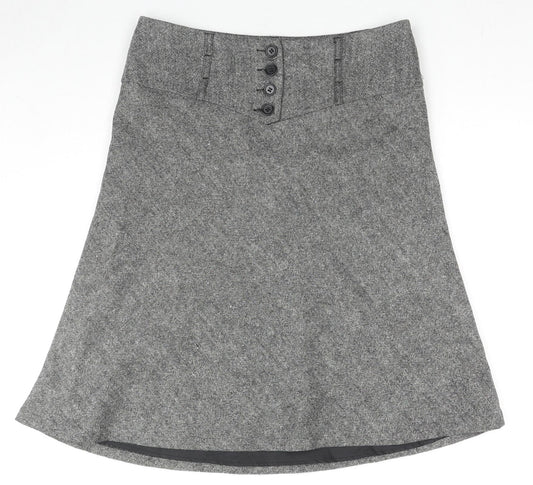 H&M Womens Black Wool A-Line Skirt Size 10 Zip