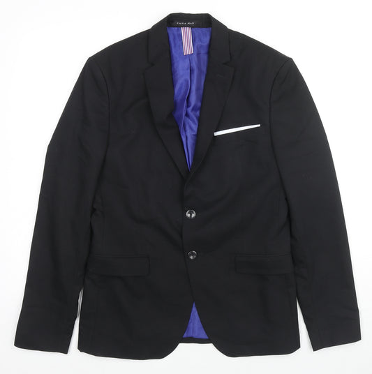 Zara Mens Blue Viscose Jacket Suit Jacket Size 36 Regular