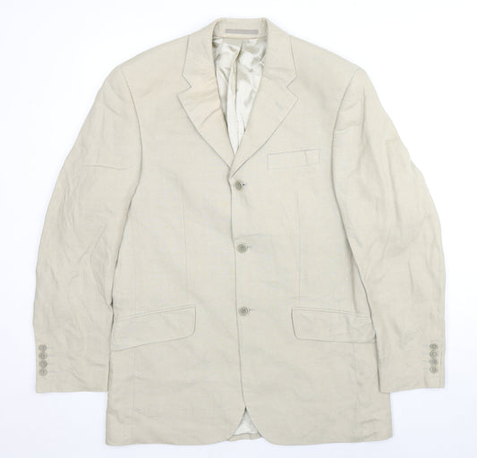 Linea Mens Grey Linen Jacket Suit Jacket Size 38 Regular