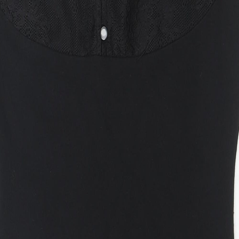 Zara Womens Black Viscose Bodycon Size M Round Neck Button