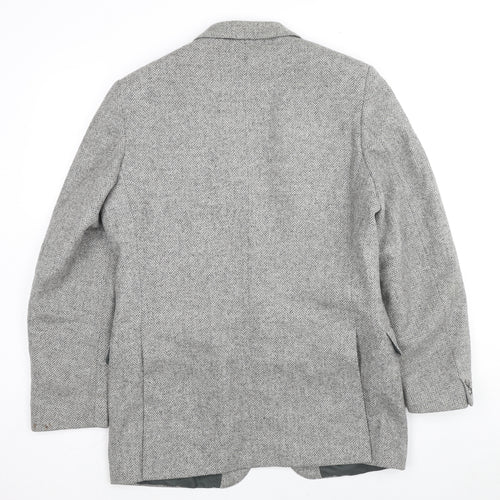 St Michael Mens Grey Herringbone Wool Jacket Suit Jacket Size 42 Regular