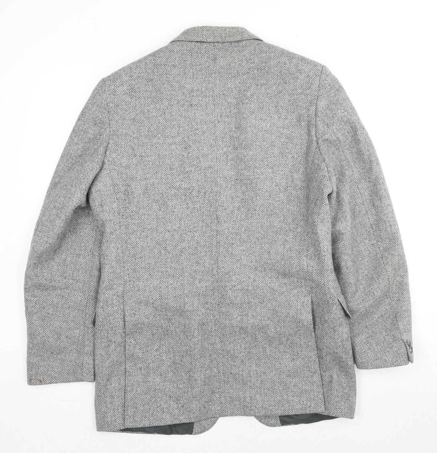 St Michael Mens Grey Herringbone Wool Jacket Suit Jacket Size 42 Regular