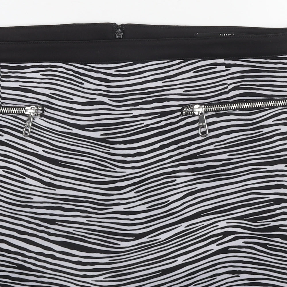 GUESS Womens Black Animal Print Polyester Straight & Pencil Skirt Size 12 Zip - Zebra pattern