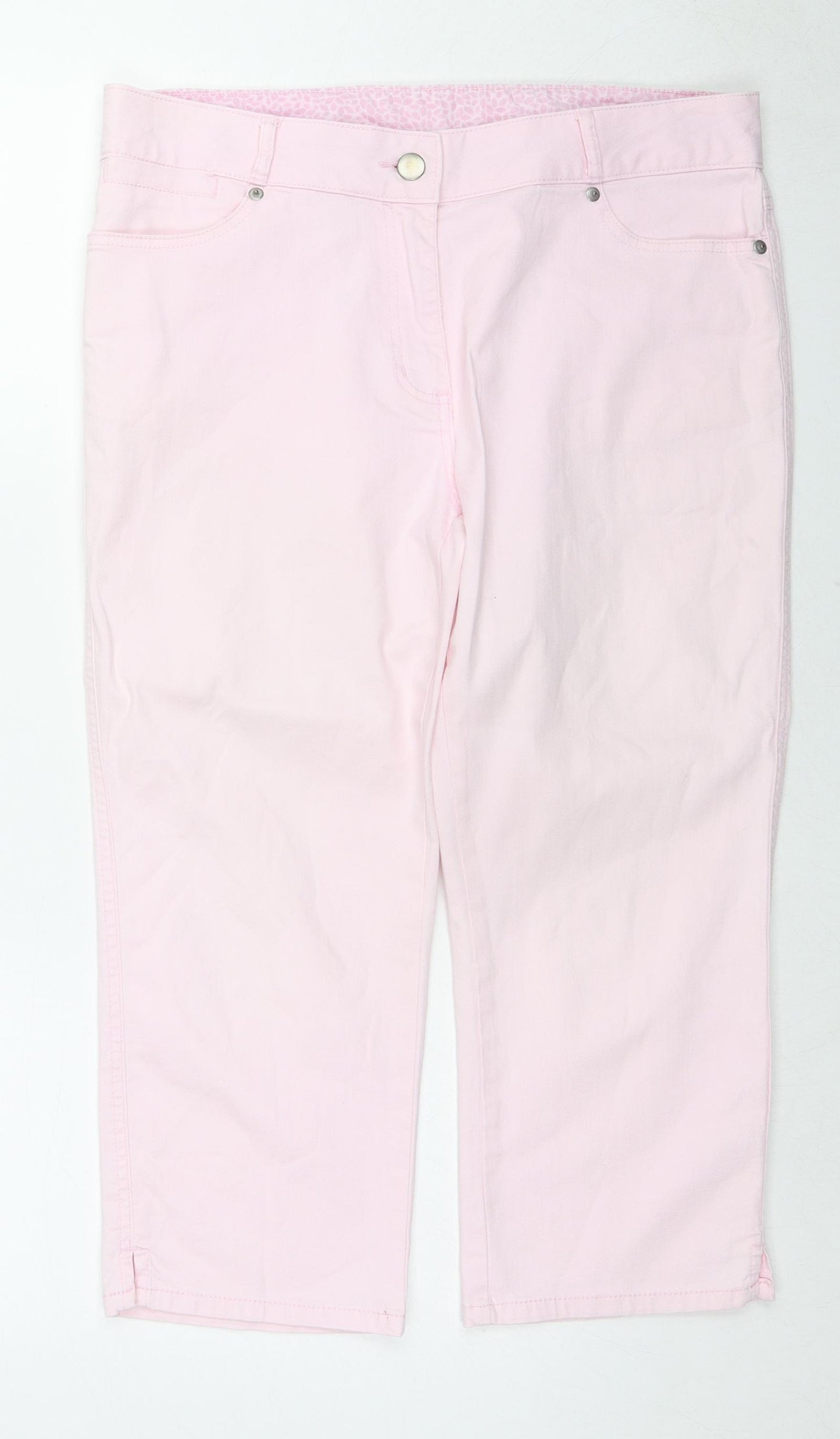 TU Womens Pink Cotton Cropped Jeans Size 12 L20 in Regular Zip