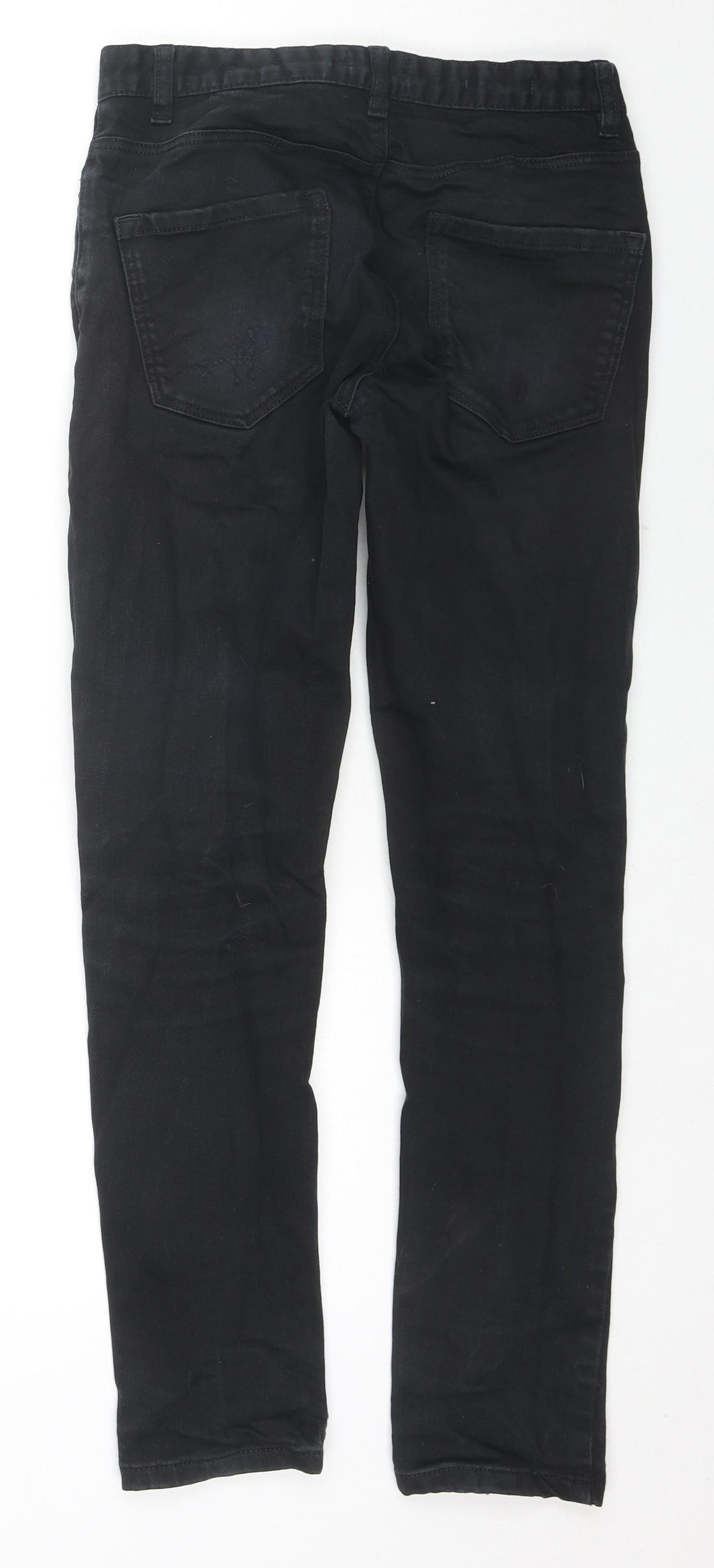 NEXT Mens Black Cotton Straight Jeans Size 28 in L27 in Regular Zip