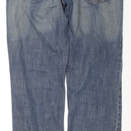 George Mens Blue Cotton Straight Jeans Size 32 in L33 in Regular Zip